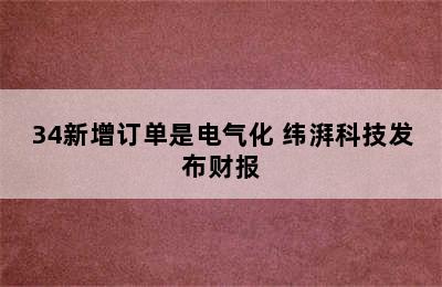 34新增订单是电气化 纬湃科技发布财报